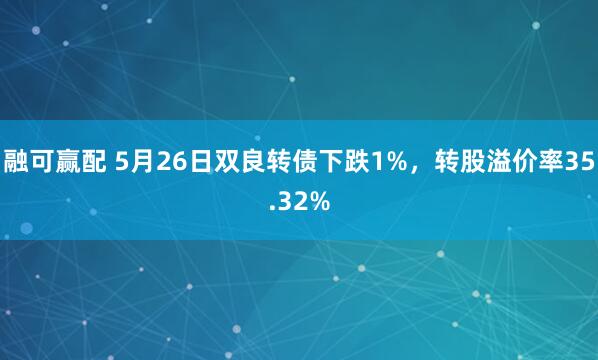 融可赢配 5月26日双良转债下跌1%，转股溢价率35.32%