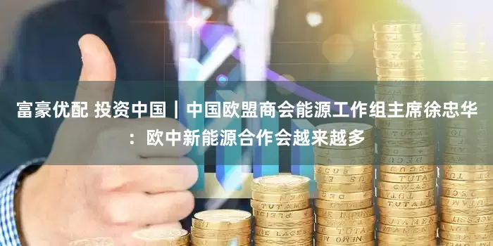 富豪优配 投资中国｜中国欧盟商会能源工作组主席徐忠华：欧中新能源合作会越来越多